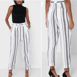 TED BAKER ASHERR LINEN BLEND STRIPED TAPERED PANTS SIZE 0
